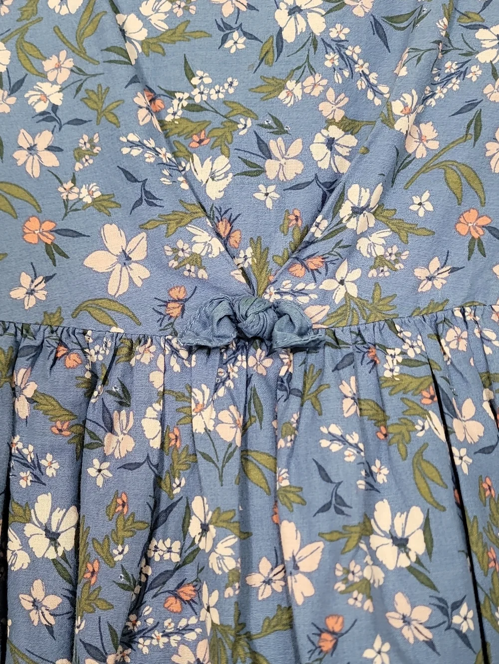 OshKosh Bgosh Girls Floral Dress Size 5 Blue Cotton Fit & Flare Garden Easter